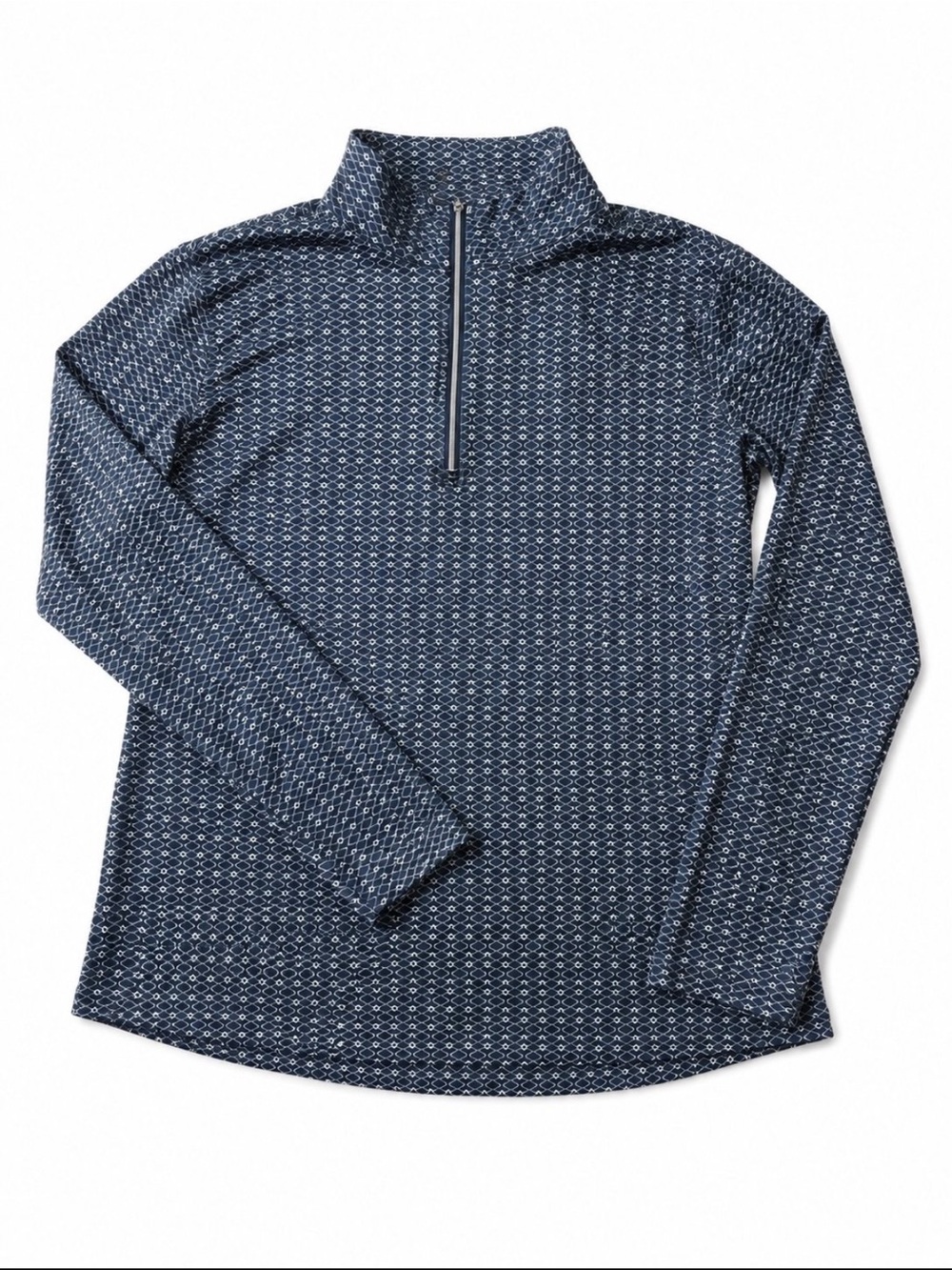 Lady Hagen Navy Patterned Quarter-Zip Long Sleeve Top
